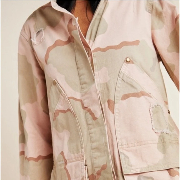 ANTHROPOLOGIE Lida Pink Camouflage Utility Jacket Coat XXS - Picture 5 of 16